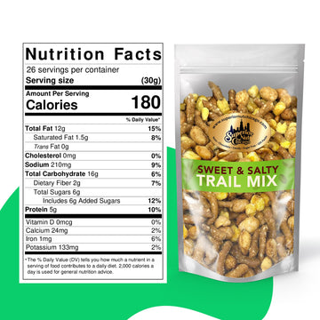 Superior Nut Chicago Sweet & Salty Trail Mix - Sweet Honey Roasted Snack - Butter Toffee & Honey Roasted Peanuts, Honey Sesame Sticks & Toasted Corn - 5G Protein - Resealable Bag (1Lb 12Oz)