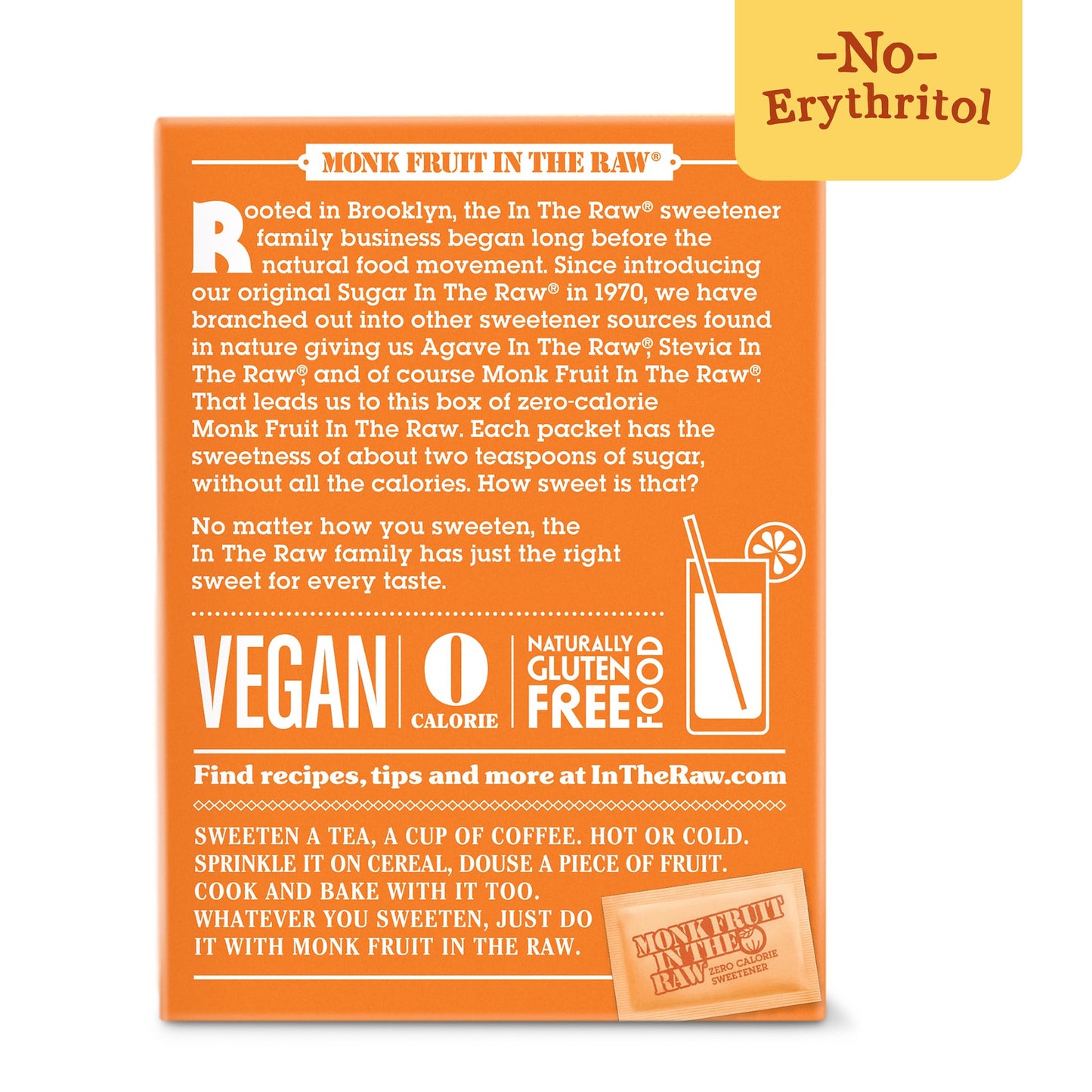 Sugar In The Raw Monk Fruit In The Raw, Natural Monk Fruit Sweetener, Sugar-Free, Gluten Free, Zero Calorie, Vegan Sugar Substit