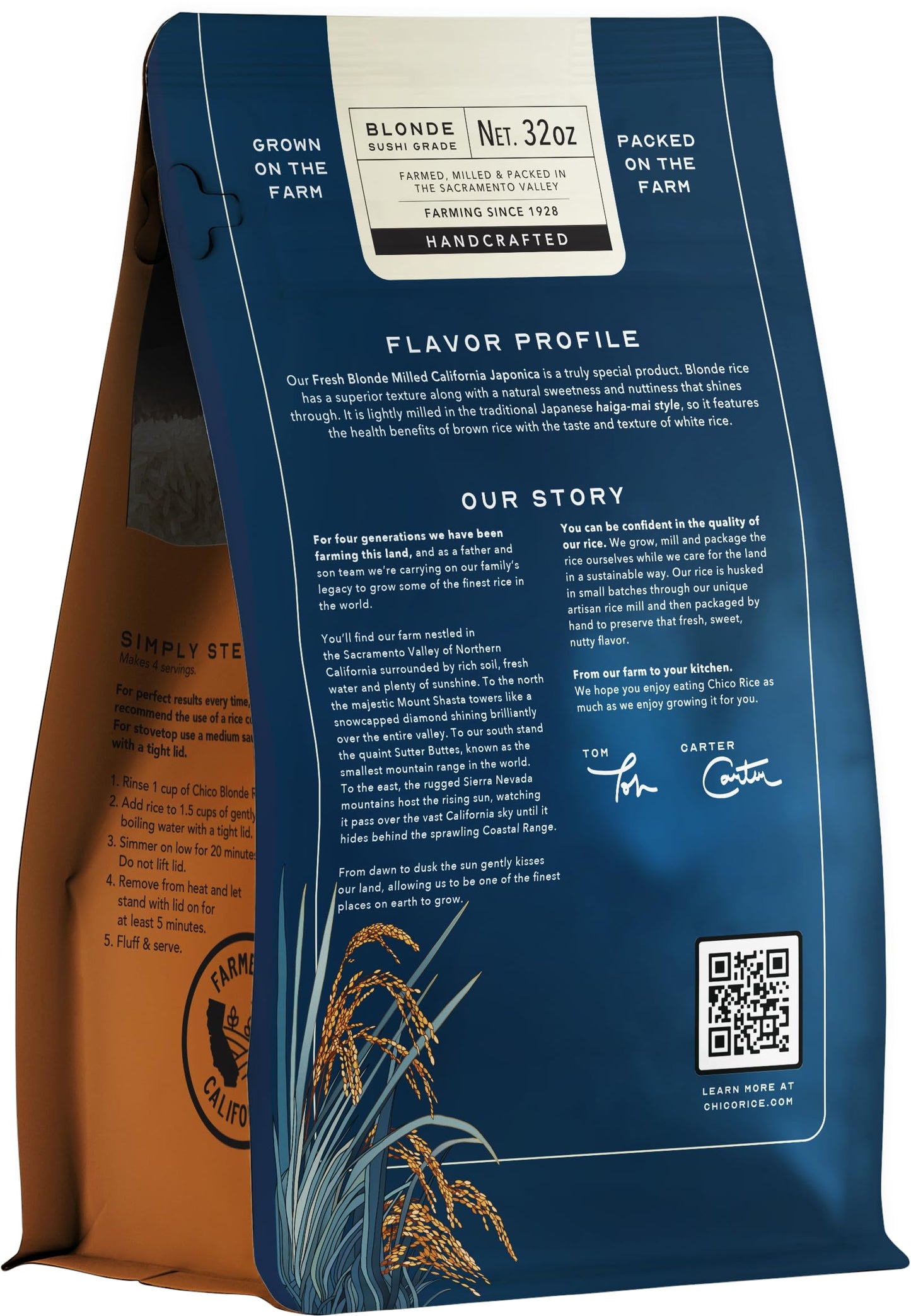 Chico Rice Blonde Milled California Japonica | Haiga-Mai Style, Freshly Milled, Non-Gmo, Gluten-Free, Vegan | Nutritious, Quick-