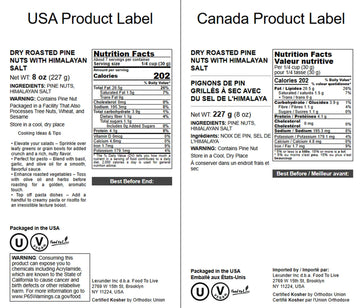 Food to Live Dry Roasted Pine Nuts, Oven Roasted, Lightly Salted, 8 Ounces, Vegan, Kosher