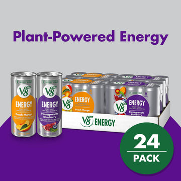 V8 Energy Drinks Variety Pack - Pomegranate Blueberry & Peach Mango, 8 Fl Oz Can, Pack of 24