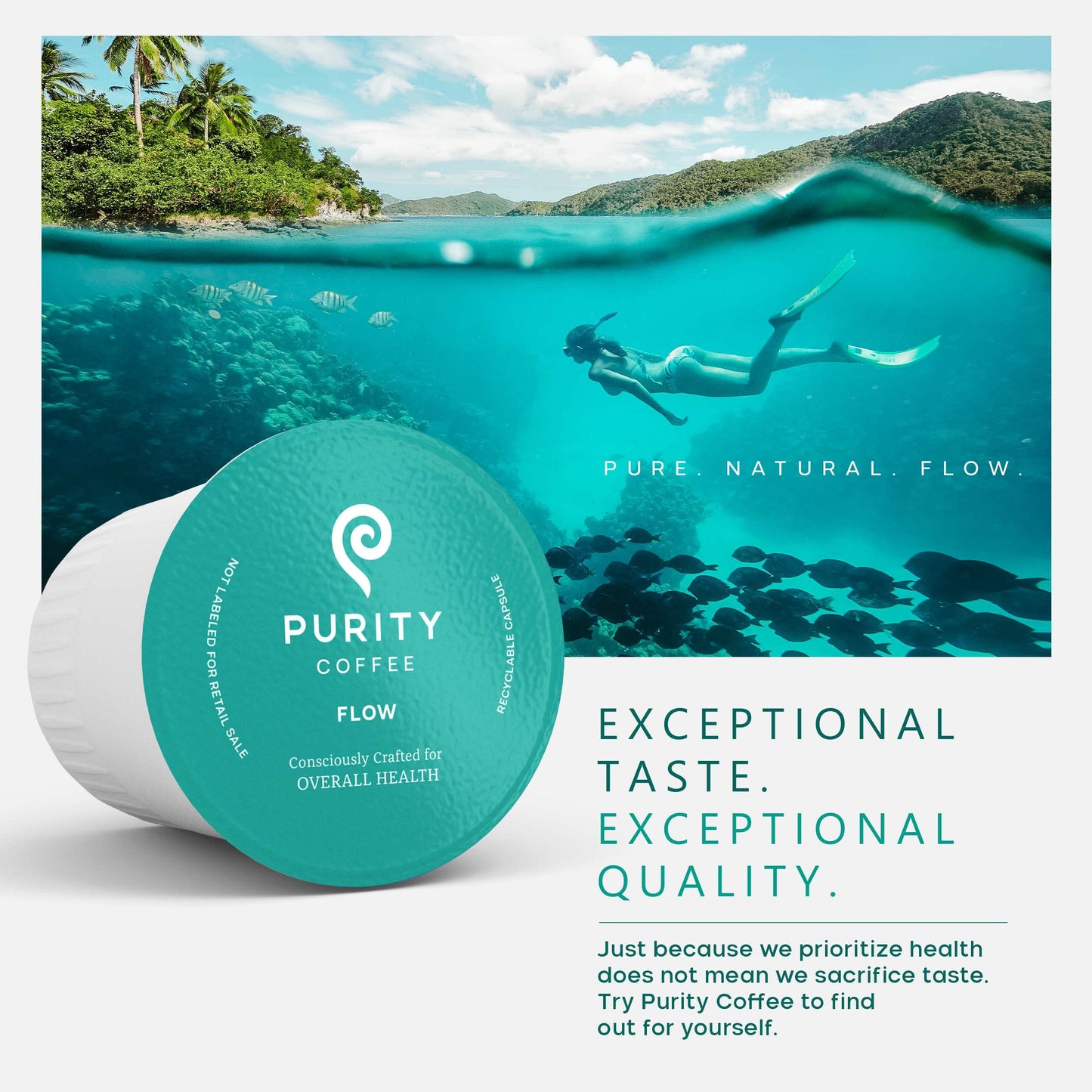 Purity Coffee Flow Medium Roast Organic Coffee - Usda Certified Organic Specialty Grade Arabica Single-Serve Coffee Pods - Third Party Tested For Mold, Mycotoxins And Pesticides - 12 Ct Box