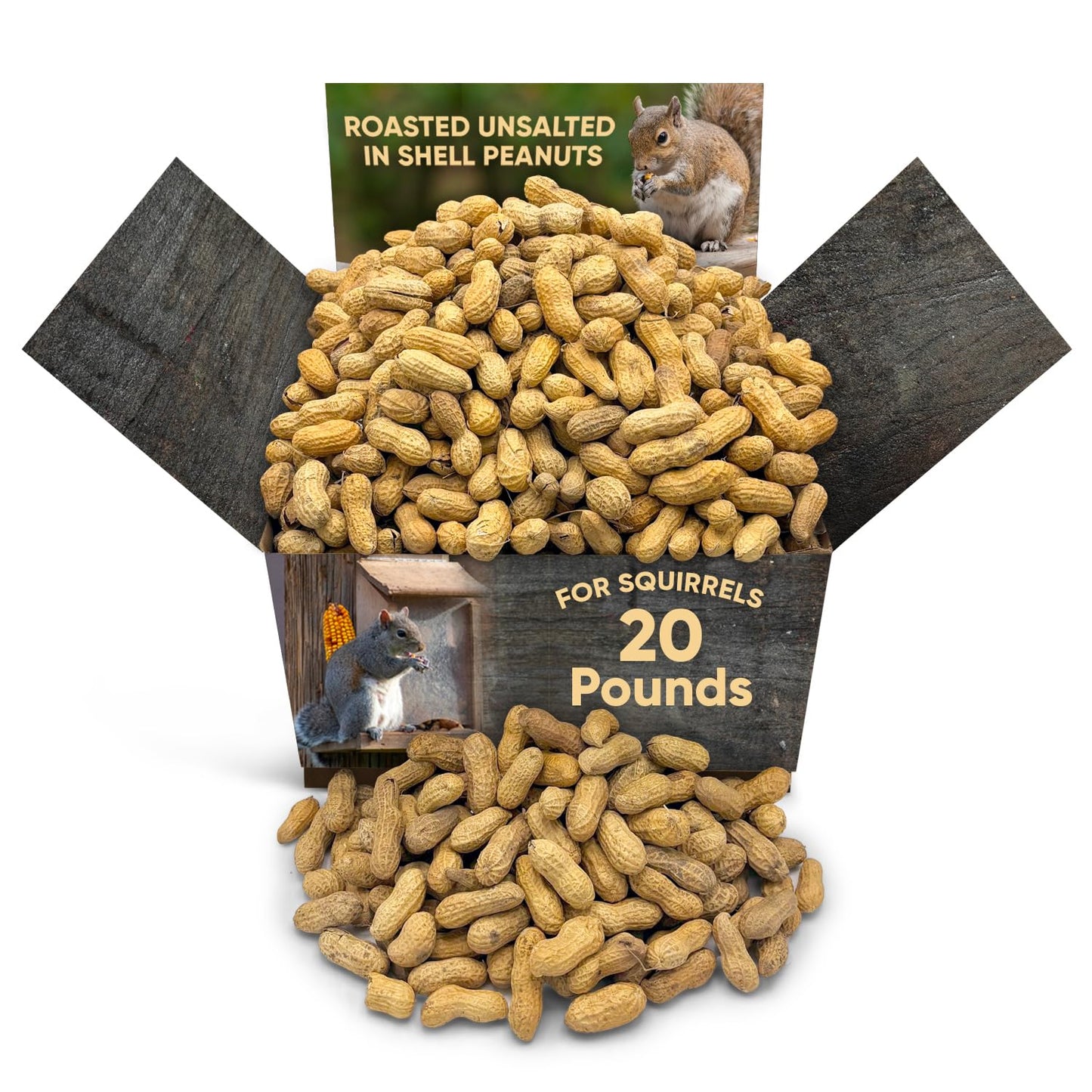 CHAIN & JO SWEETS Peanuts for Squirrels - Roasted Unsalted Peanuts in Shell Bulk 20LB Approx 4,000 Pieces - Perfect for Wildlife