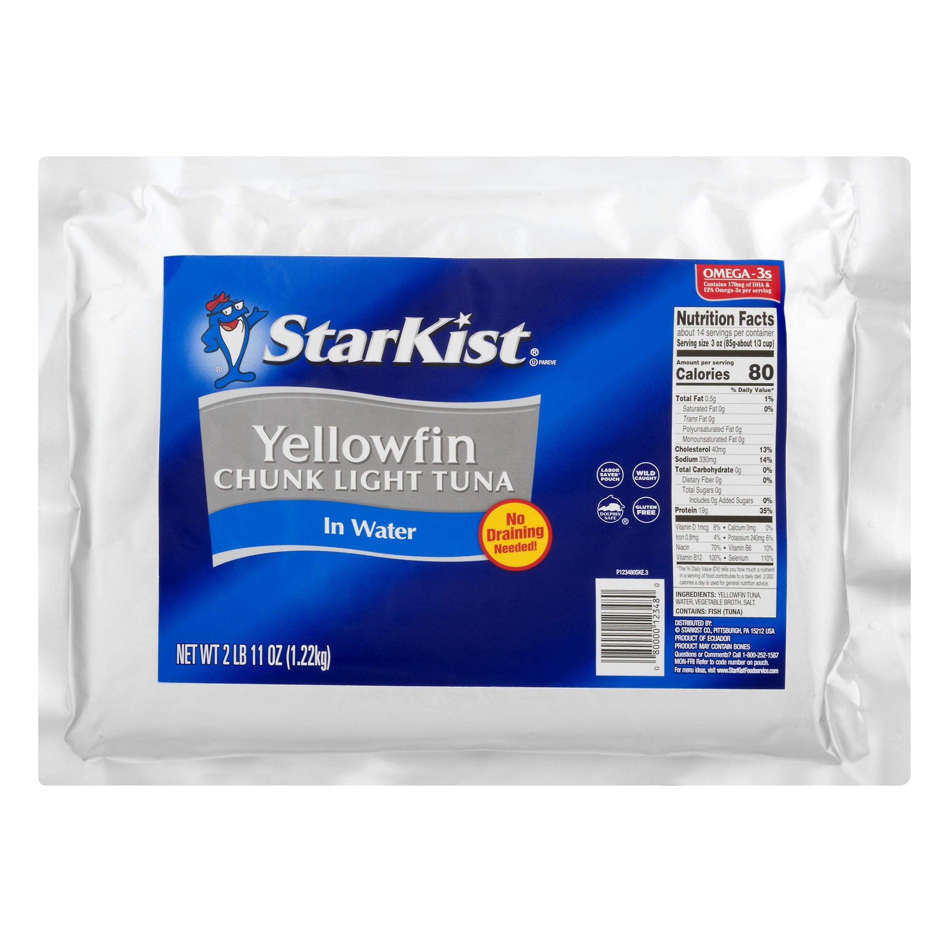 StarKist Chunk Light Yellowfin Tuna in Water - 43 oz Pouch (Pack of 6)