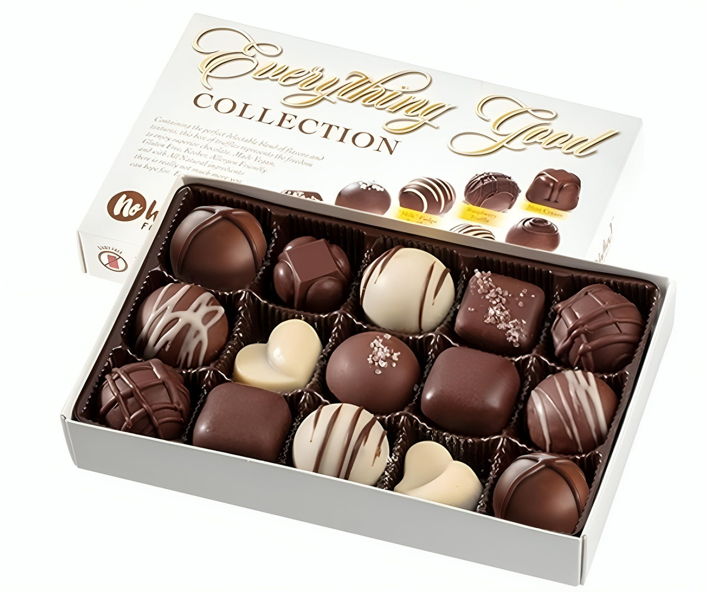 Vegan, Plant Based, Gluten Free Gourmet Chocolates | Everything Good Truffle Collection (15 Pieces) | Dairy Free, Nut Free, Pean