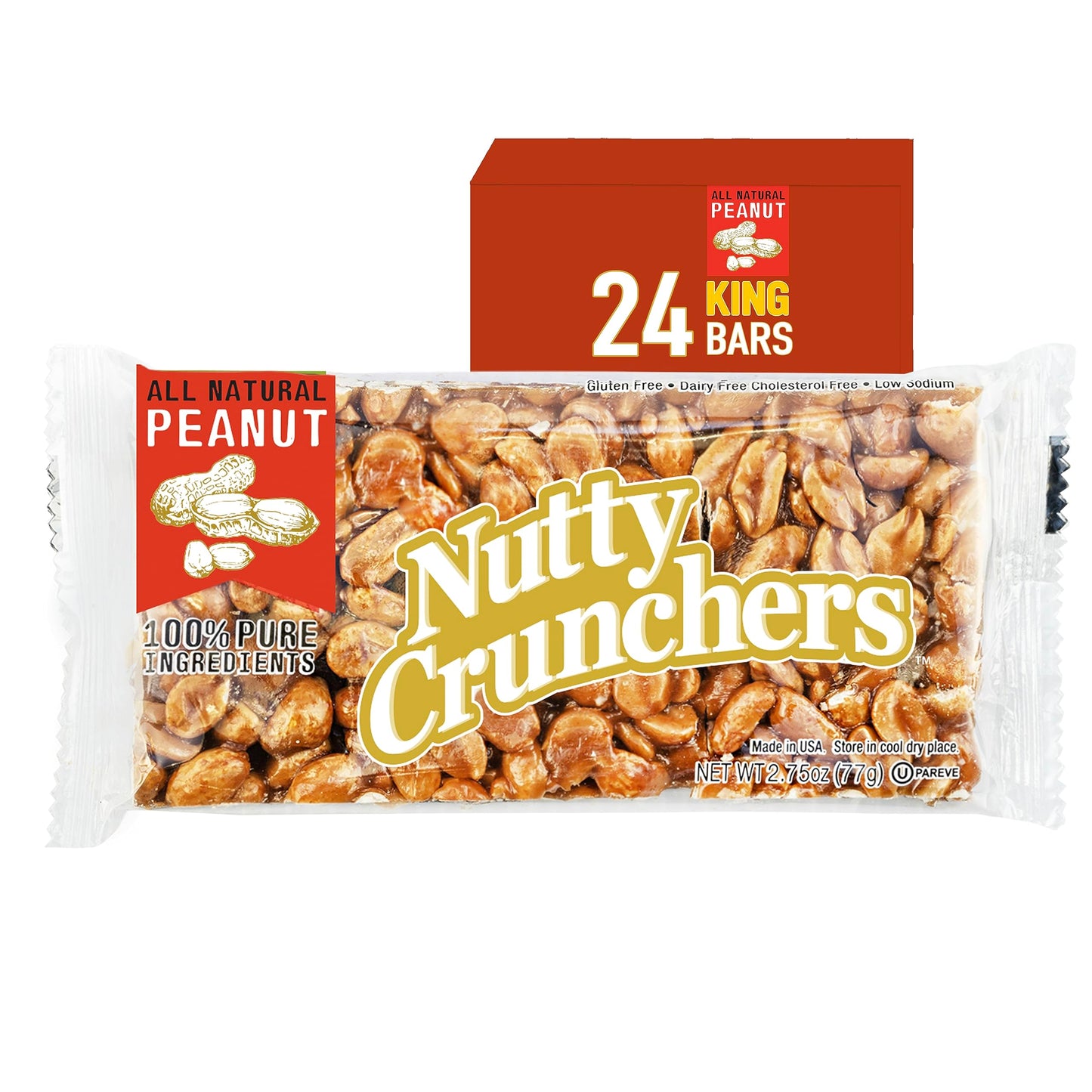 Nutty Crunchers Bars (Peanut, 24 Large Bars/box)