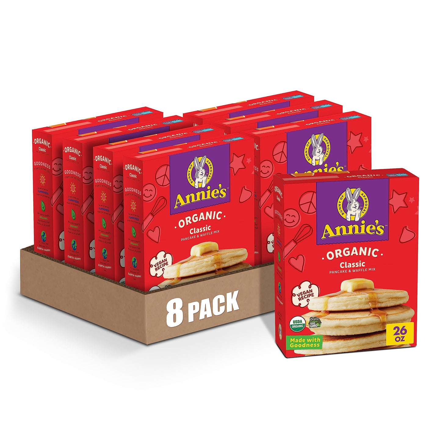 Annies Organic Classic Pancake & Waffle Mix, 26 oz. Box (Pack of 8)