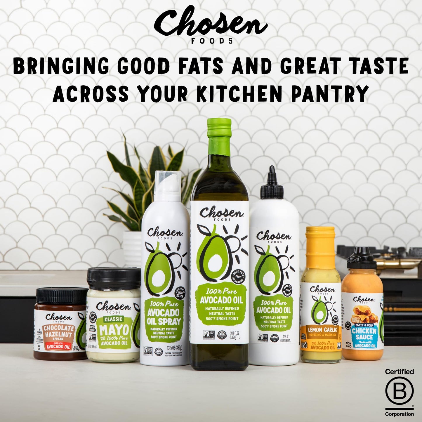 Chosen Foods Garlic Avocado Oil Squeeze Bottle - 16.2 Fl Oz - For Drizzling, Saut Ing, Roasting & Searing - High Smoke Point Co