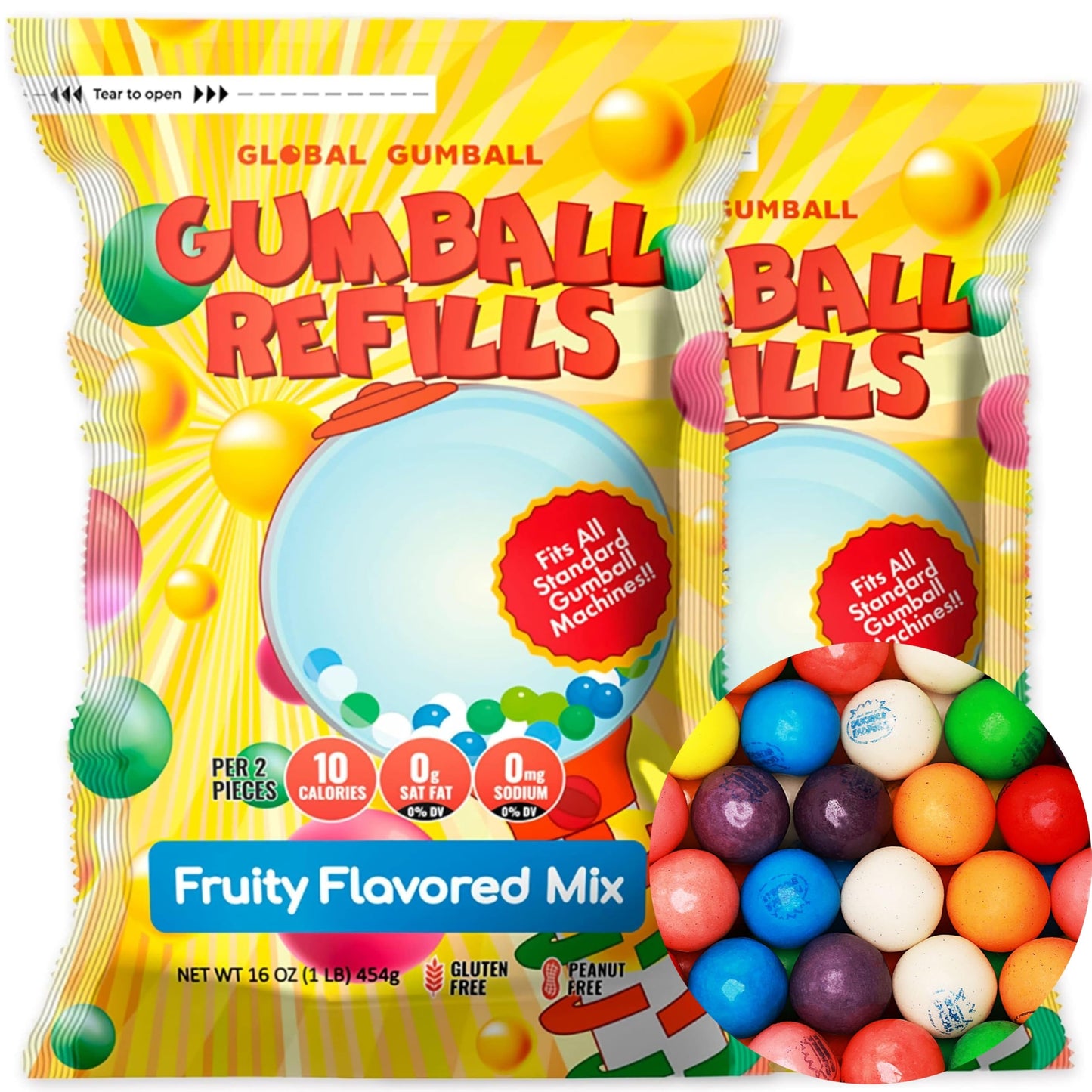 Mini Gumballs 0.5 Inch 13Mm - Gum Balls For Gumball Machine Refill Bulk 520 Pcs - Chewing Gum For Kids - 2 Lb Assorted Flavors Bubble Gum