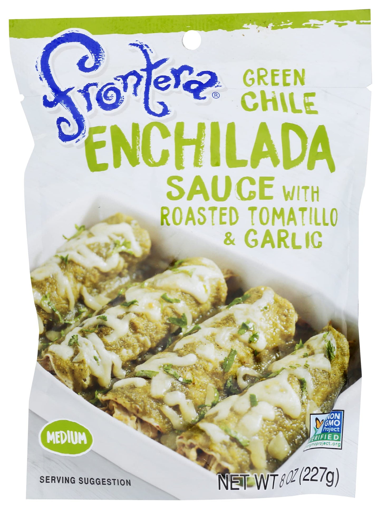 Frontera Medium Green Chile Enchilada Sauce with Roasted Tomatillo and Garlic, Gluten Free, 8 Ounce (Pack of 6)