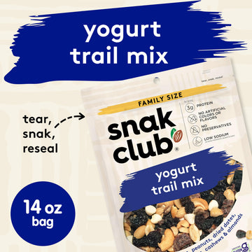 Snak Club Yogurt Trail Mix With Raisins, Peanuts, Dried Dates, Yogurt Chips, Cashews, And Almonds, Gluten-Free And Kosher Snack,