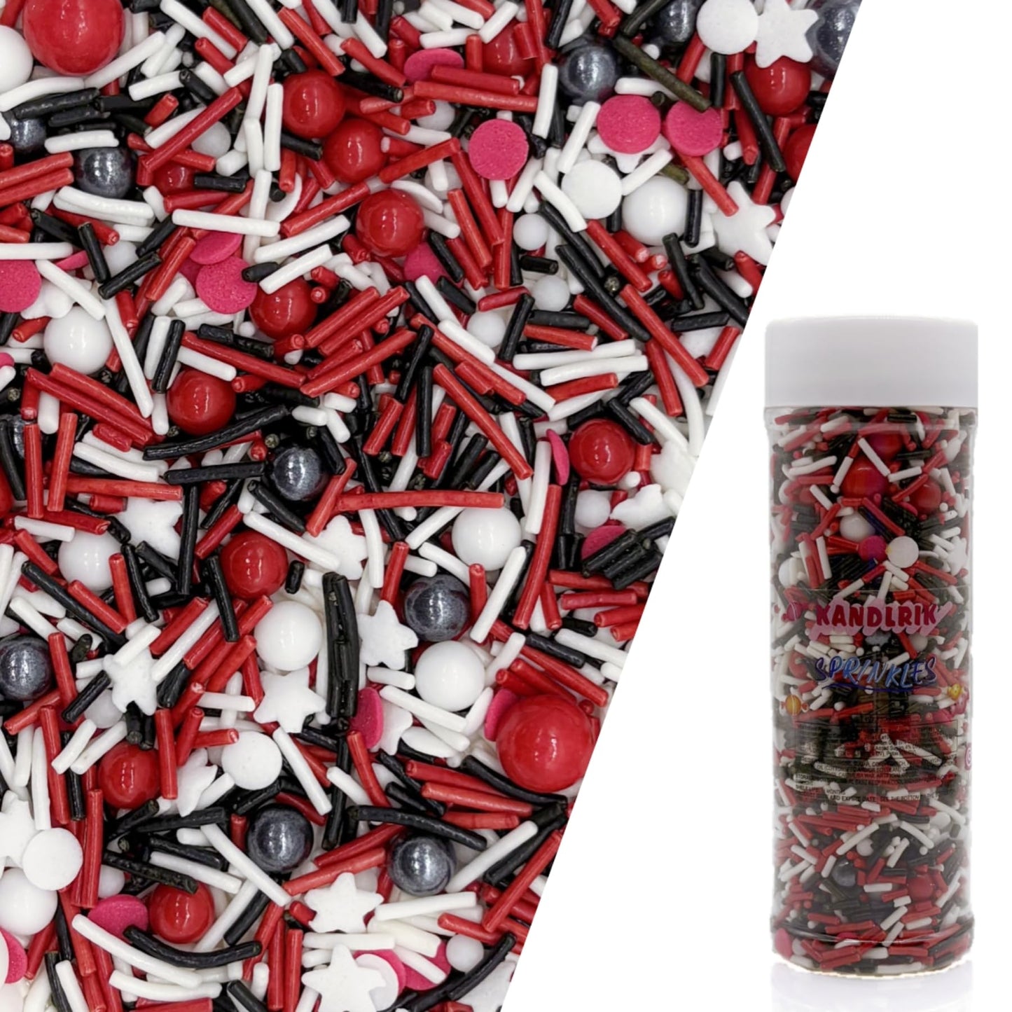 Red & Black & White Sprinkles Candy Mix Size Edible Pearls Cake Decorations Cupcake Toppers Cookie Decorating Perfect for Weddin
