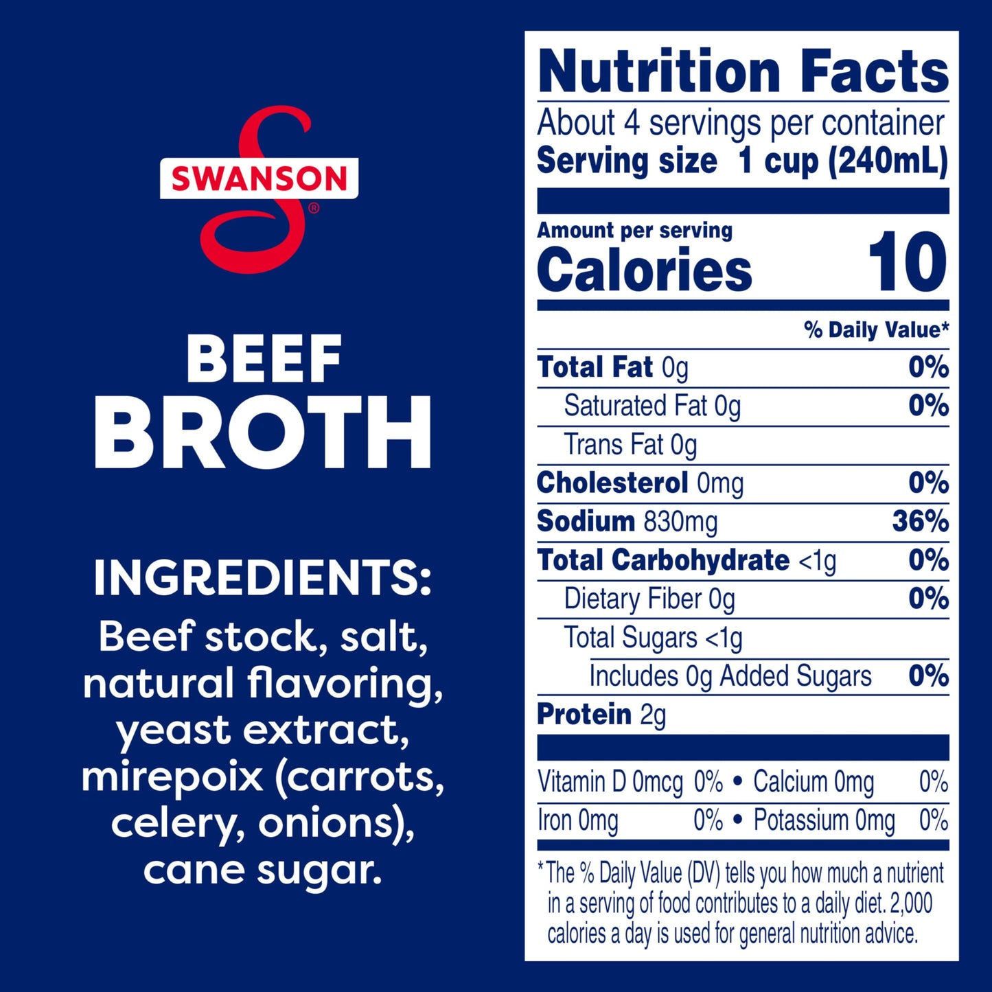 Swanson 100% Natural Beef Broth, 32 Oz Carton (6 Pack)