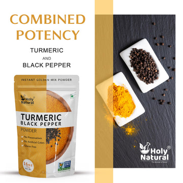 Holy Natural Turmeric Black Pepper Powder, Vegan, Gluten-Free, 1 Pound