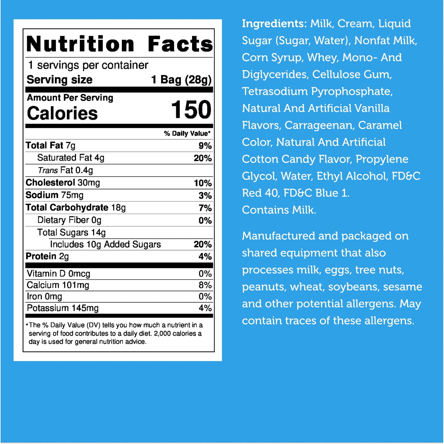 Arctic Farms Freeze Dried Ice Cream That Does Not Melt (Cotton Candy - Blue)