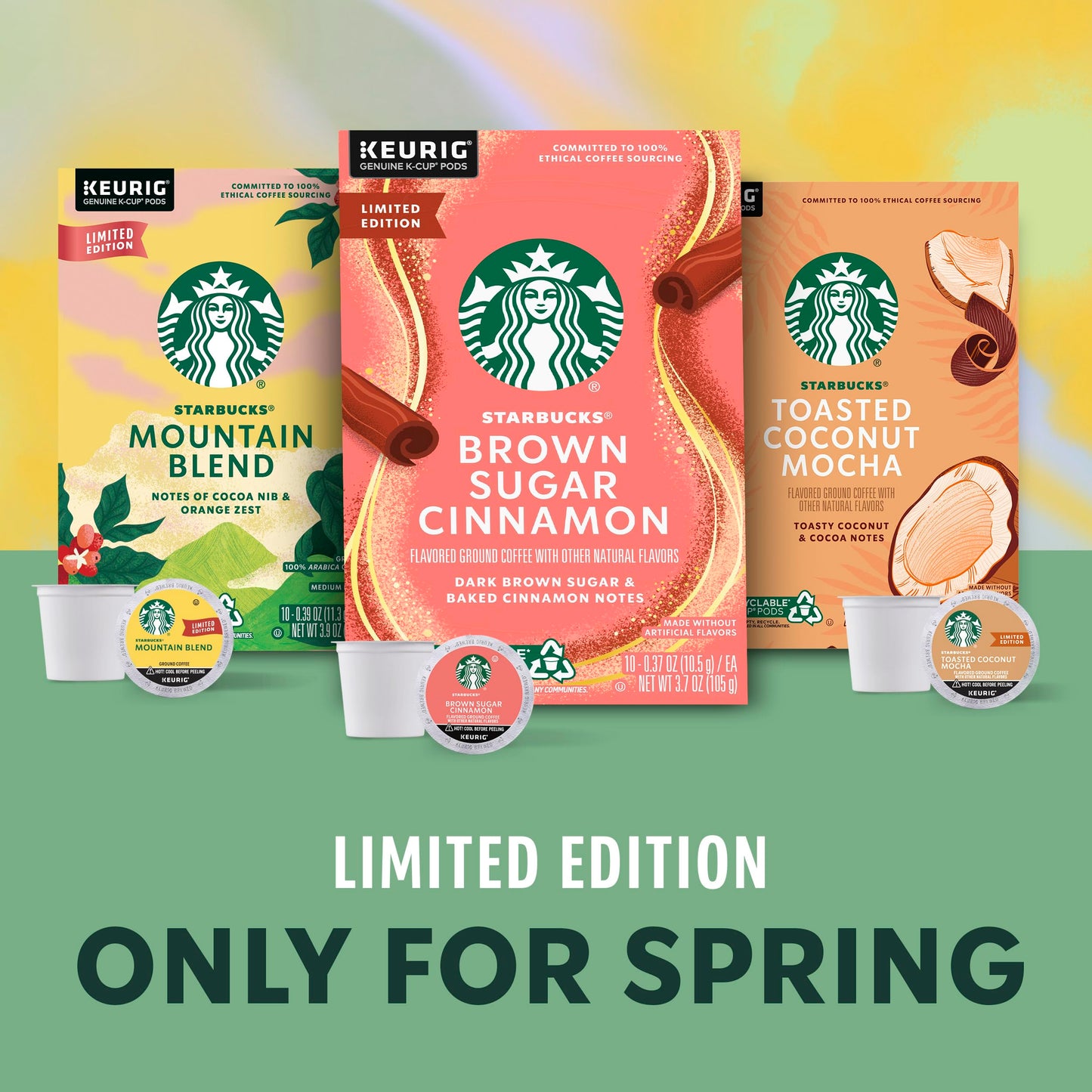 Starbucks K-Cup Coffee Pods, Brown Sugar Cinnamon Flavored Coffee For Keurig Coffee Makers, 100% Arabica, Limited Edition, 1 Box