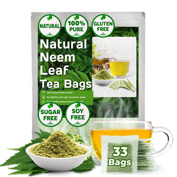 Freshdrinkus, Enhanced 33 Neem Leaf Tea Bags, 100% Natural And Pure From Neem Leaves. Herbal Tea. No Sugar, No Caffeine, No Gluten, Vegan.