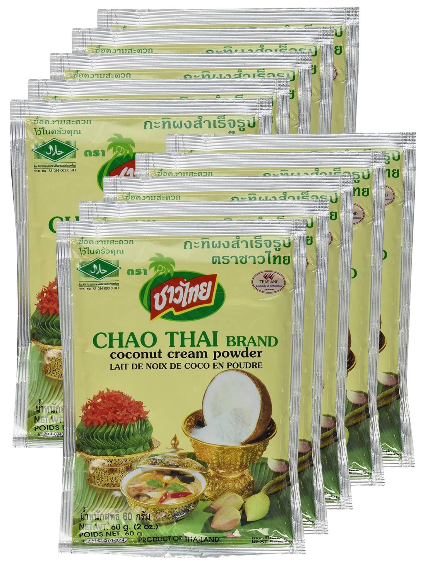 Coconut Milk Cream Powder Chao Thai Size 60 G(2.0 Oz) X 10 Bags