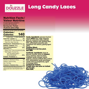 DOUzzle Back To School Lasso Licorice Laces Candy Shoe Strings Blue Raspberry (3.5 OZ - 1 Pack) Goodie Bag Stuffer, Pinata Fille