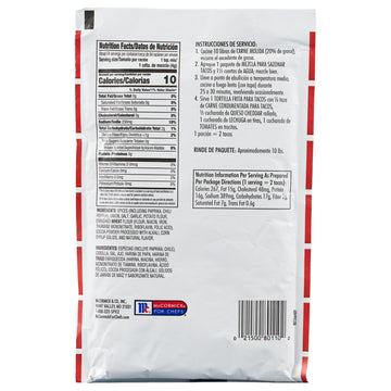 Lawry'S Taco Seasoning Mix, 9 Oz - One 9 Ounce Packet Of Taco Seasoning Mix, Best For Chicken, Beef, Fish, Pork Or Plant-Based Tacos