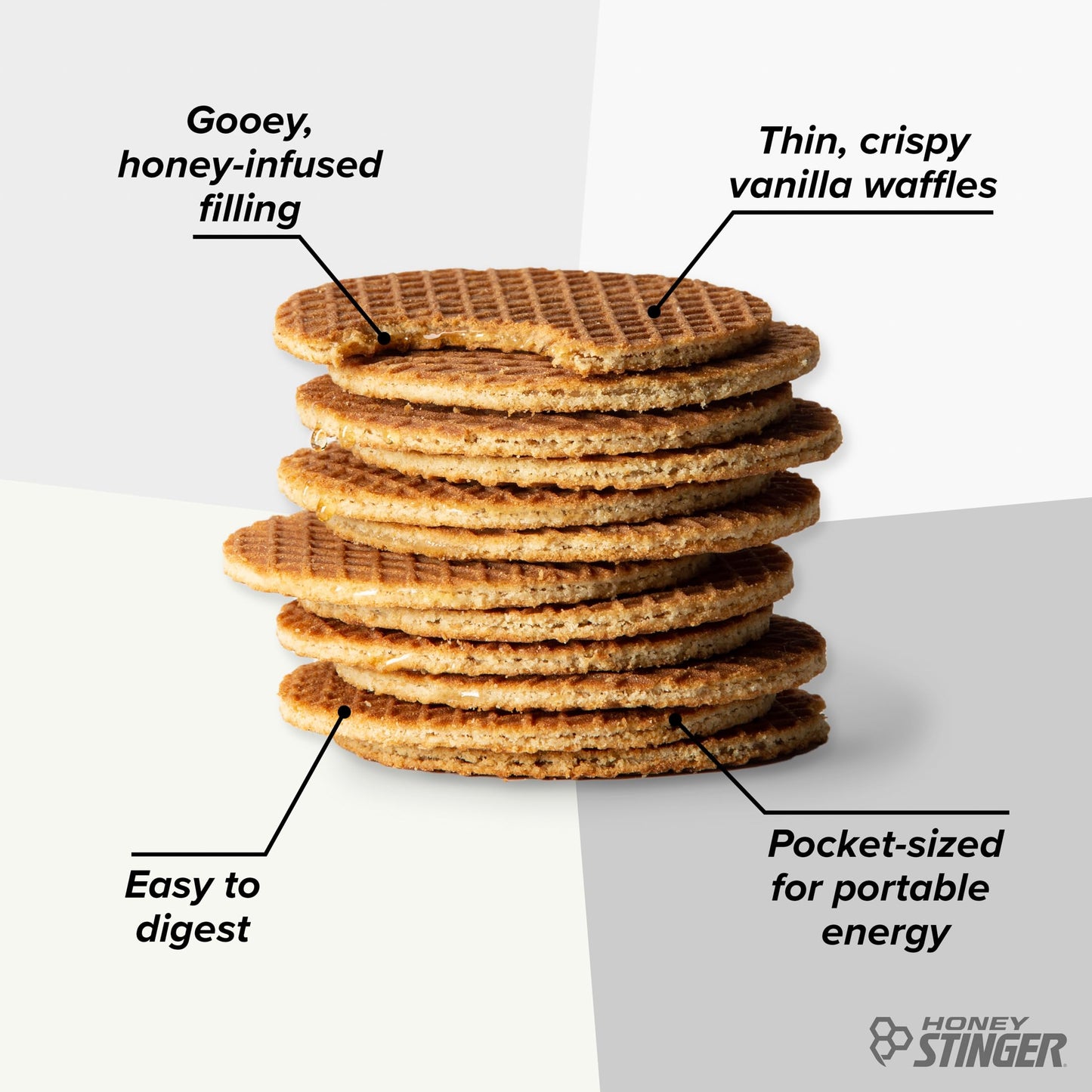 HONEY STINGER Organic Vanilla Waffles 12 Count, 1.06 OZ