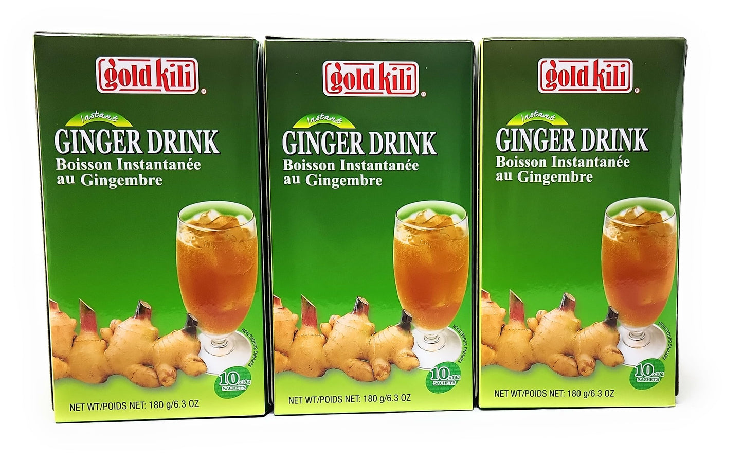 3-Pack Of Gold Kili Instant Ginger Drink With Honey,6.3Oz,180G Each Box, Free Recipe Book Inside Box.