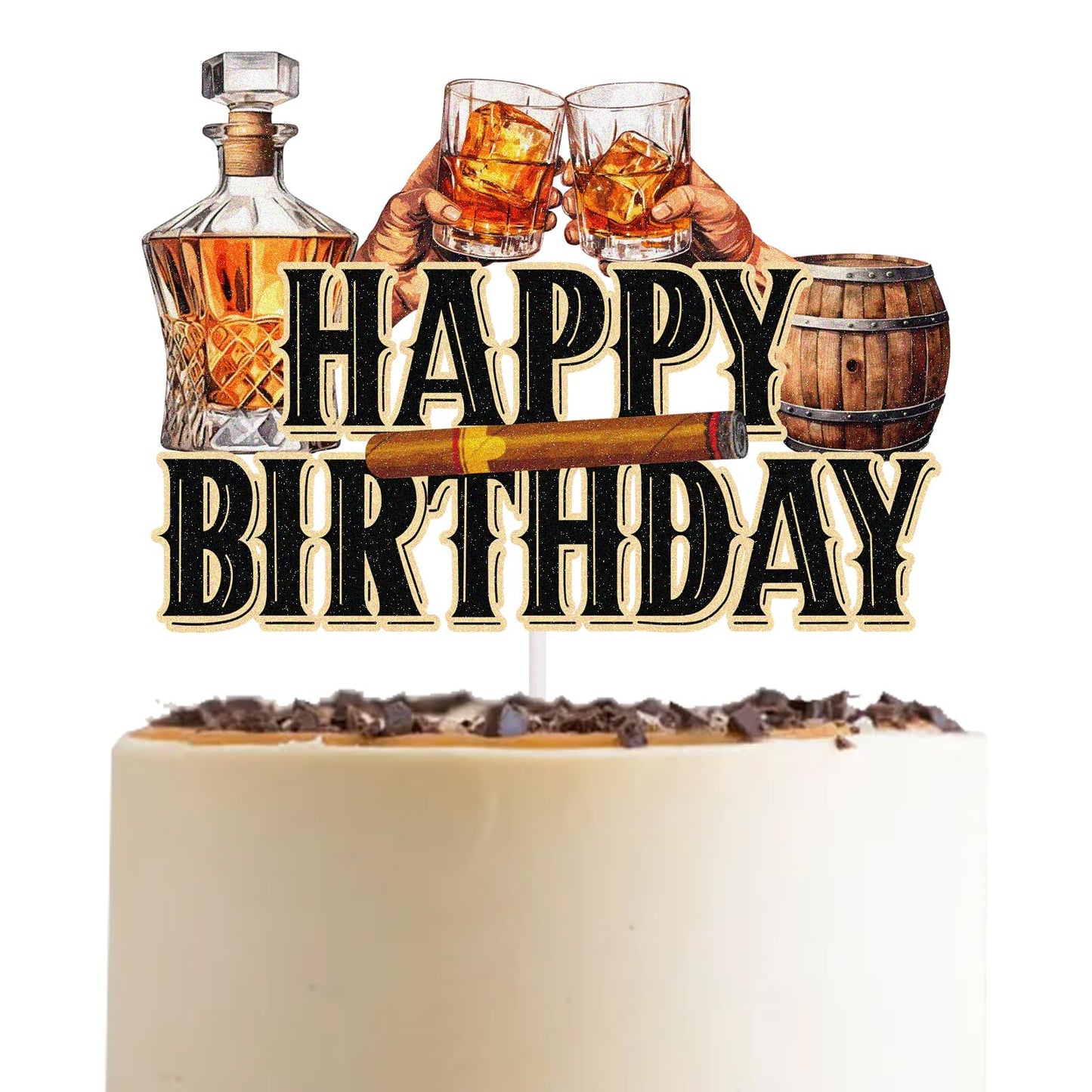 Flavor Blend Happy Birthday Cake Topper For Men Women Aged To Perfection Theme Party Cake Decorations Cheer To 30Th 40Th 50Th Birthday Party Supplies