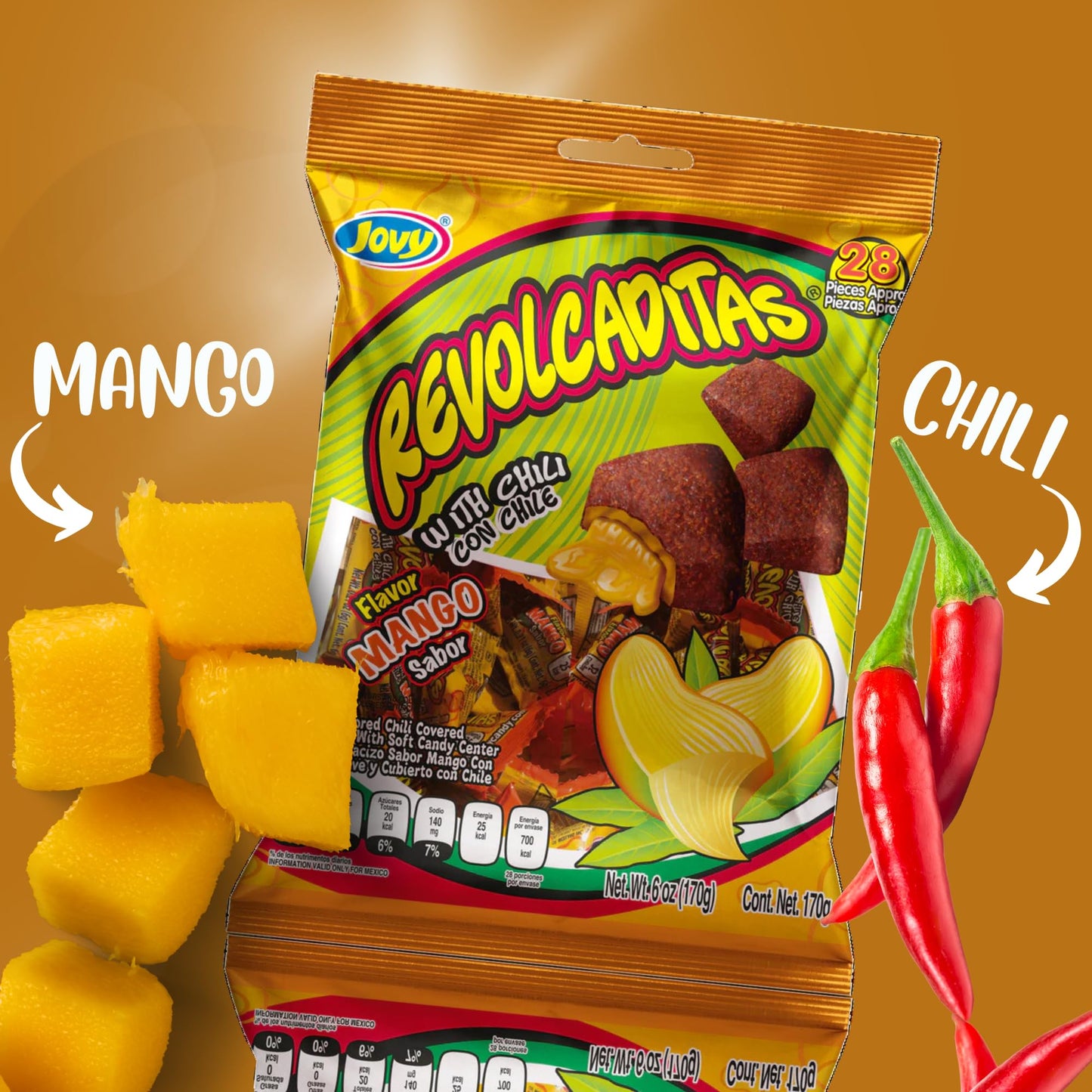 Sweetzo - Sweet and Spicy Hard Candies Covered in Chili Powder, Individually Wrapped Mexican Candies for Sharing, Pinatas or Goo