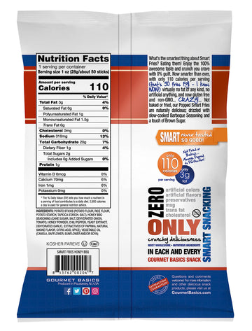 Gourmet Basics Smart Fries Air Popped Potato Fries, French Fries, Potato Sticks Individual Bags, Fry Chips Family Size, Low Calo