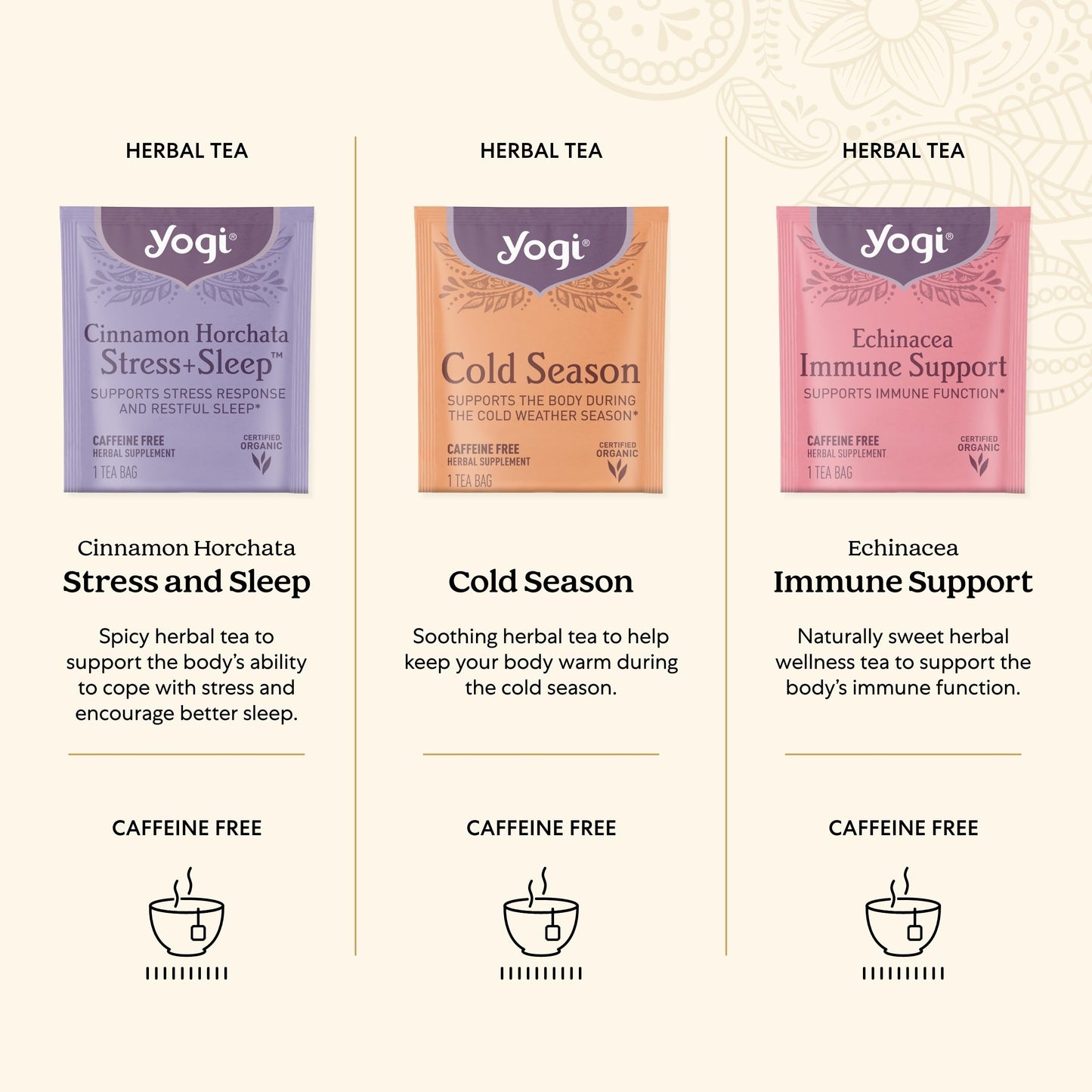 Yogi Organic Sampler Gift Box - 5 Tea Bags per Flavor, 9 Herbal Teas, Caffeine-Free Variety Pack
