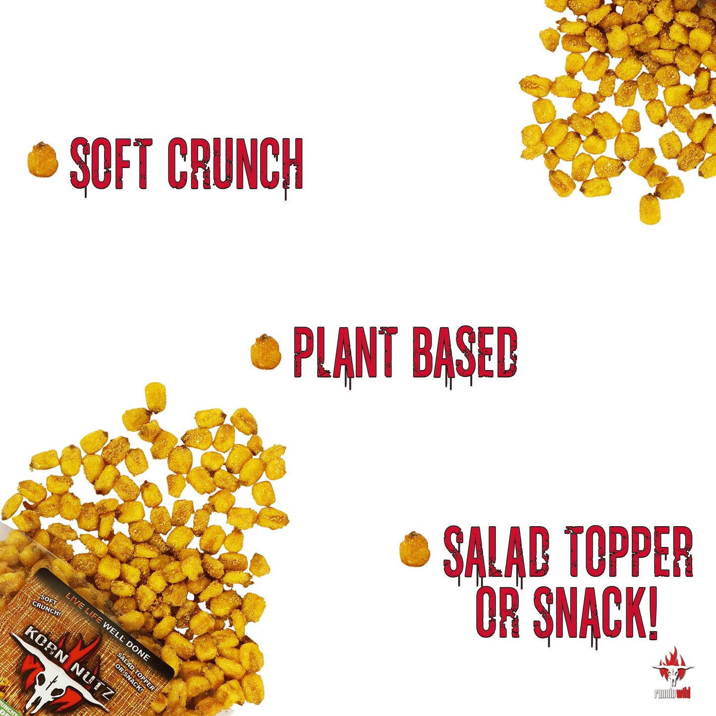 Buffalo Ranch Crunchy Corn Kernels | Soft Crunch Toasted Corn | Runnin Wild Foods | 1-Pound Total (Box Of 2 Bags, 8Oz Each), Kor