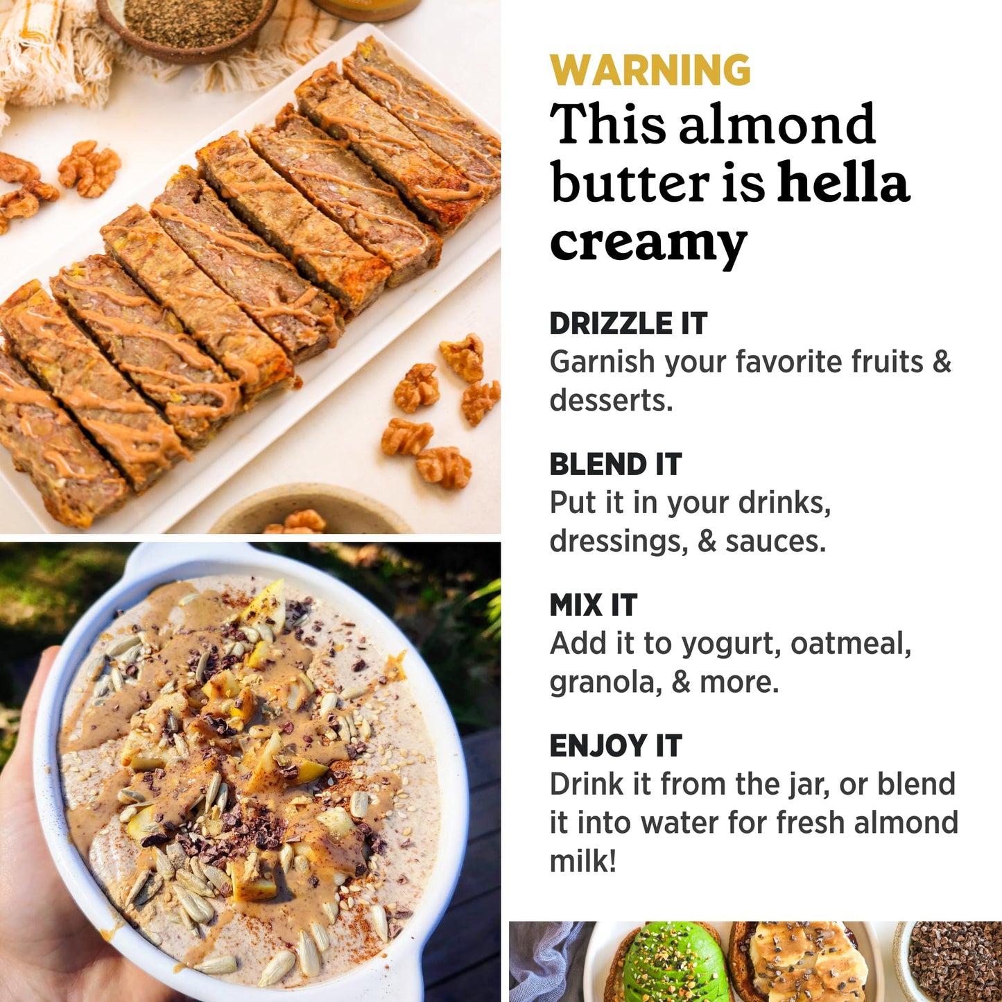 Philosopher Foods - Organic Naked Creamy Sprouted Almond Butter - 6 Oz - Stone Ground Regenerative Organic Crunchy Almond Nut Bu