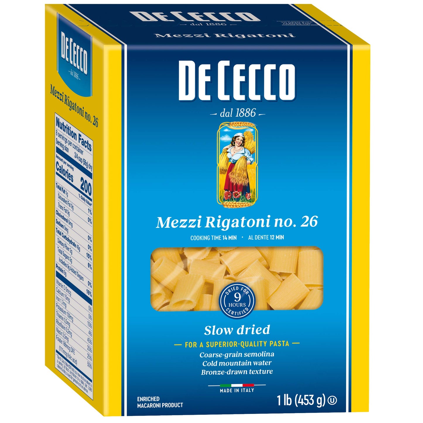De Cecco Semonlina Pasta, Mezzi Rigatoni No.26, 1 Pound (Pack Of 5)