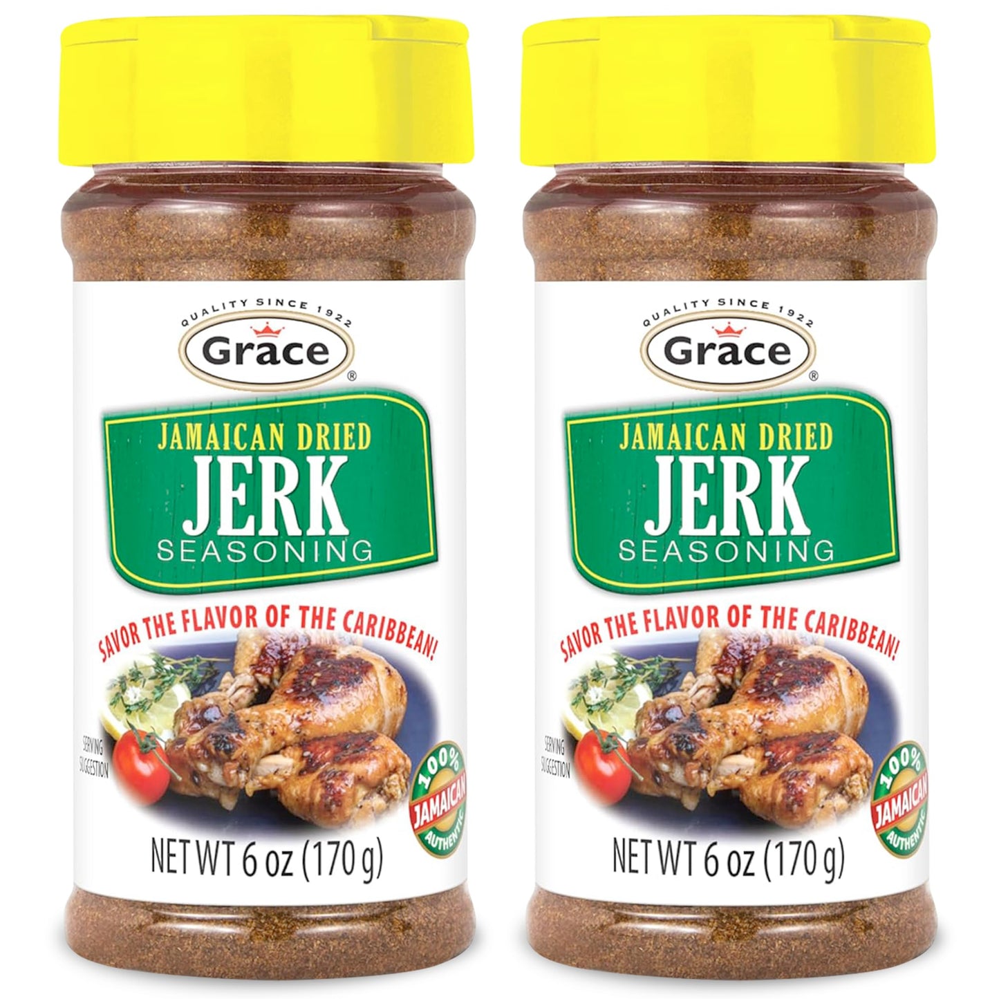 Grace Jamaican Dry Jerk Seasoning 6Oz - 2 Pack - Jerk Seasoning Jamaican Style - Caribbean Jerk Seasoning Mix For Jerk Chicken Marinade, Fish & Steak Seasoning - Best Bbq Rub Seasoning For Pork Ribs & Steaks