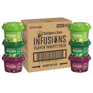 Chicken of the Sea Infusions Tuna Variety Pack, 2.8 Ounce Cups (Pack of 6), Wild Caught, 3 Flavors