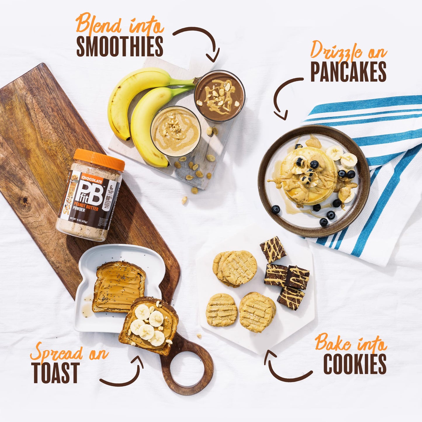 PB Fit Chocolate Peanut Butter Powder, 15 Oz (Pack of 6)