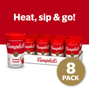 Campbell'S Sipping Soup, Creamy Tomato Soup, 11.1 Oz Microwavable Cup (Case Of 8)