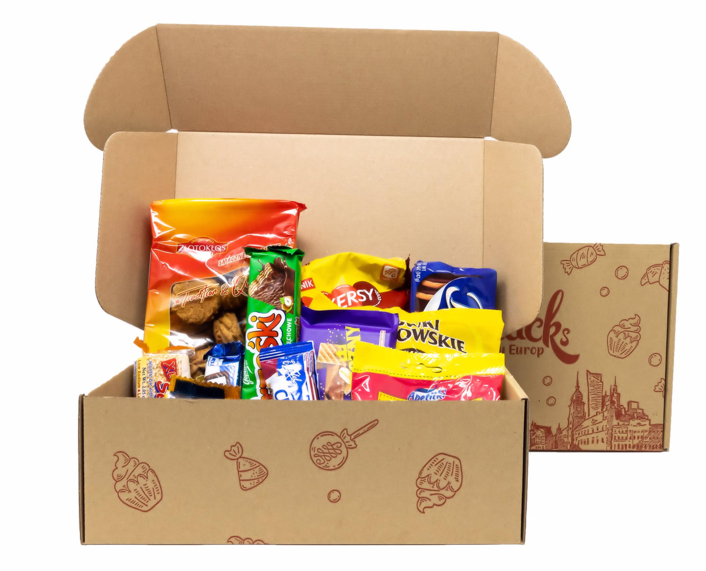 Polish Snacks Candy Gift Box Treats from Poland | Chocolates, Wafers, Cookies Variety Gift Basket Polish Food Box Assortment of