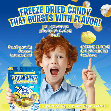 Fruncherz Candy Corn Puffz - Kosher Airy Taffy Bites, Marshmallow & Vanilla Flavors, Perfect for Halloween & Parties