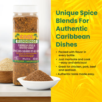 Cool Runnings Caribbean Spice & Roasted Garlic Powder 800g - Ideal for Grilling, Roasting, Marinating Meats, Seafood, Vegetables