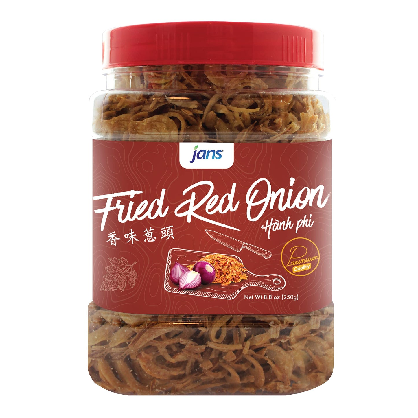 Jans Crispy Fried Red Onion | Garnishing, Seasoning, Topping | Large 8 oz