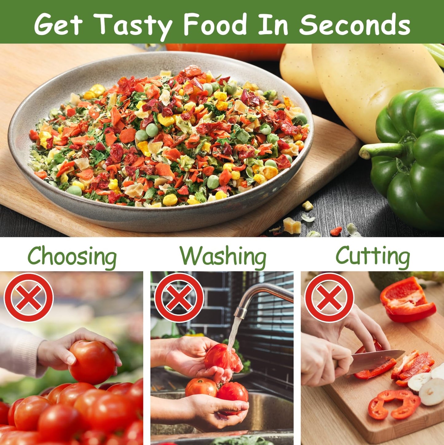 Ramen Toppings For Ramen Noodles, Dehydrated Vegetables Soup, 12 Kinds Of Natural Veggies,Dried Vegetable Flakes Blend, Add To N