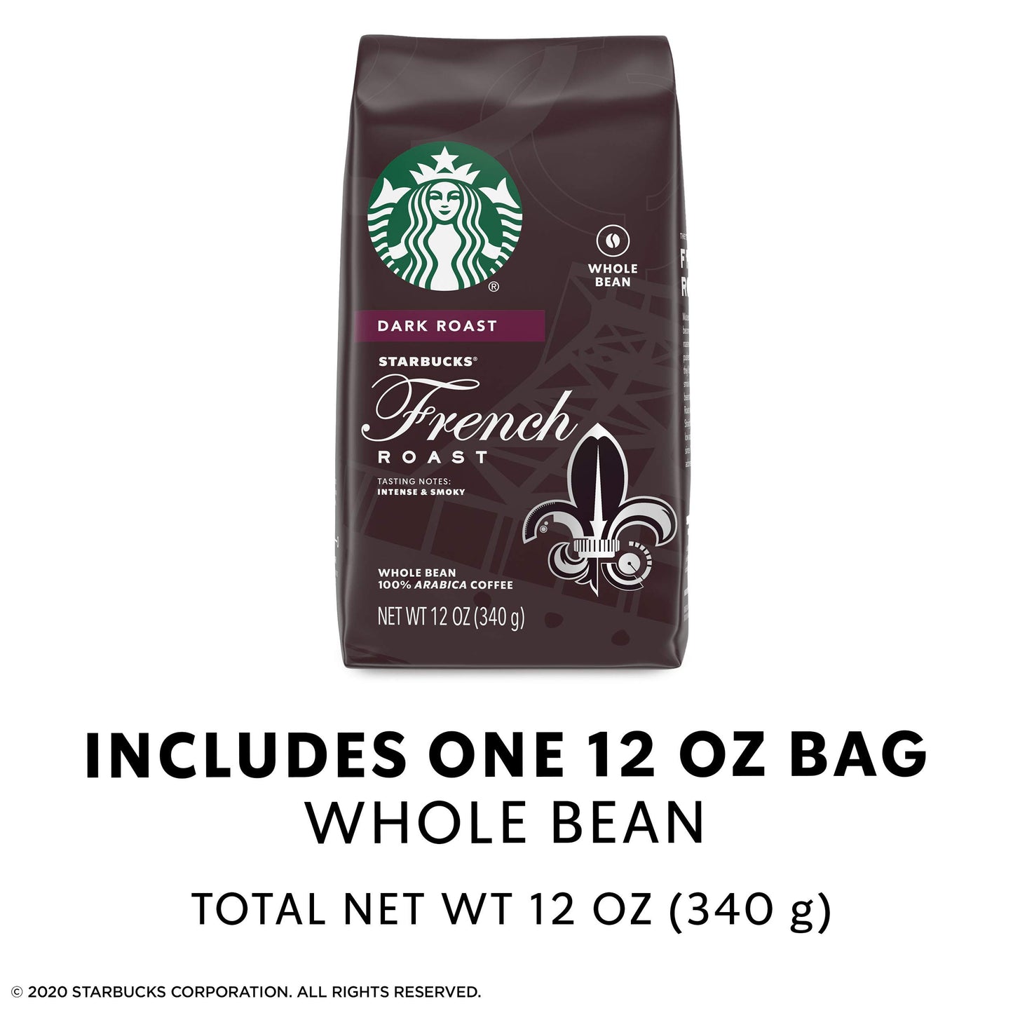 Starbucks Dark Roast Whole Bean Coffee — French Roast — 100% Arabica — 1 Bag (12 Oz.)