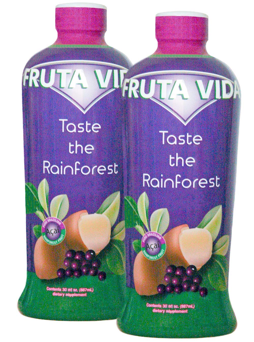 Fruta Vida - 2 Pack of 30 oz Bottles - Acai - Yerba Mate - Cupuacu Juice - by Pro Image International