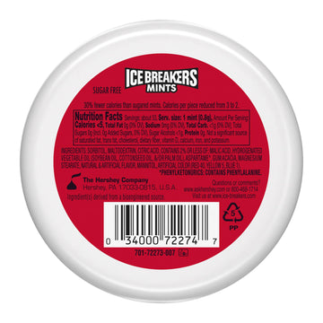 ICE BREAKERS Cherry Limeade Sugar Free Mints, 1.5 oz (8 Count) - Refreshing Mint Tins for Instant Freshness