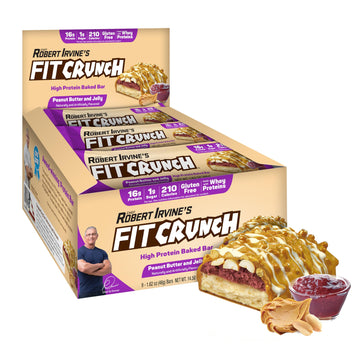 Fitcrunch Snack Size Protein Bars, Designed By Robert Irvine, 6-Layer Baked Bar, 1G Of Sugar, Gluten Free & Soft Cake Core (9 Ba