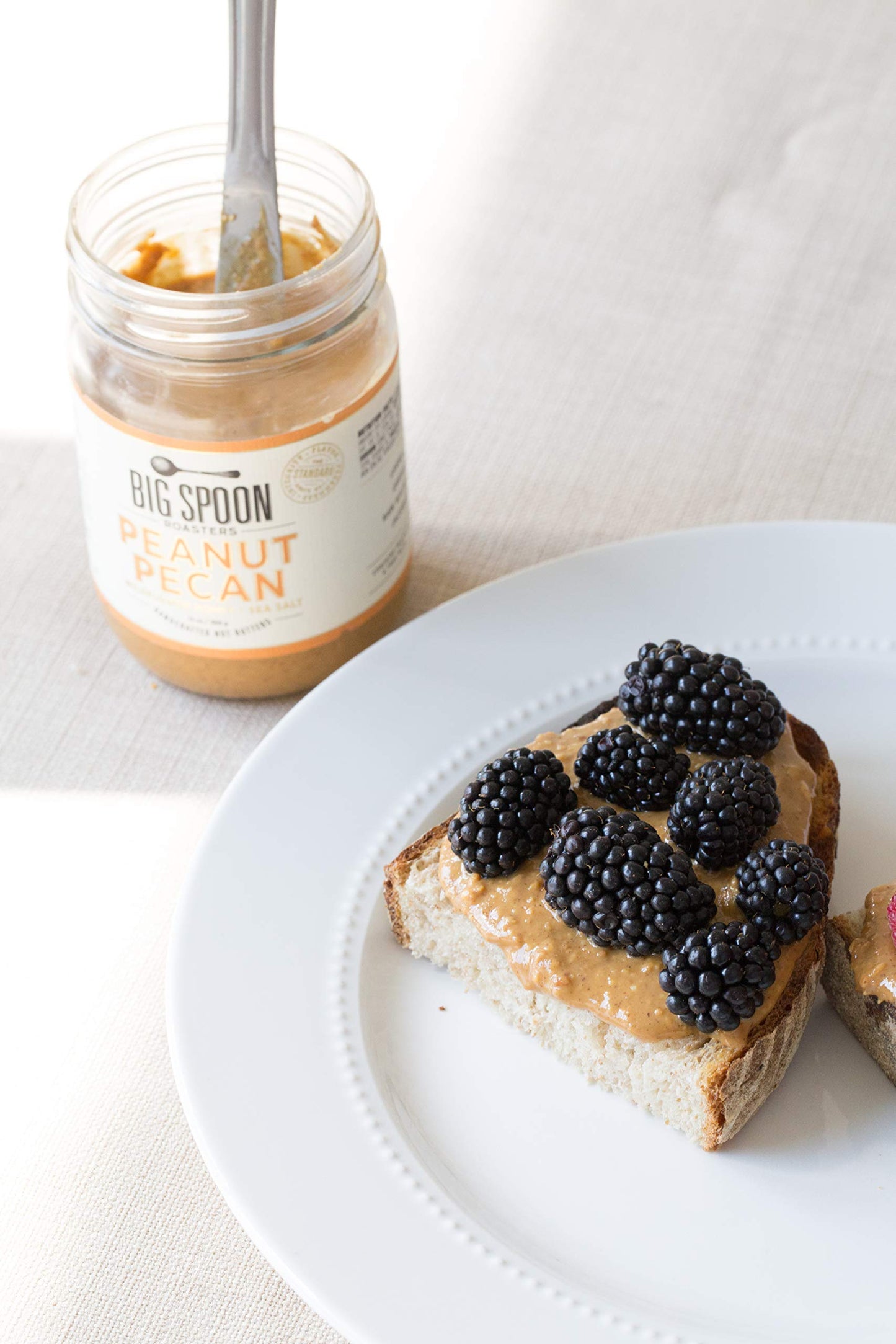 Big Spoon Roasters Peanut Pecan Butter with Honey & Sea Salt - 13 Ounces - Raw, Low Sugar, Keto-Friendly, Creamy