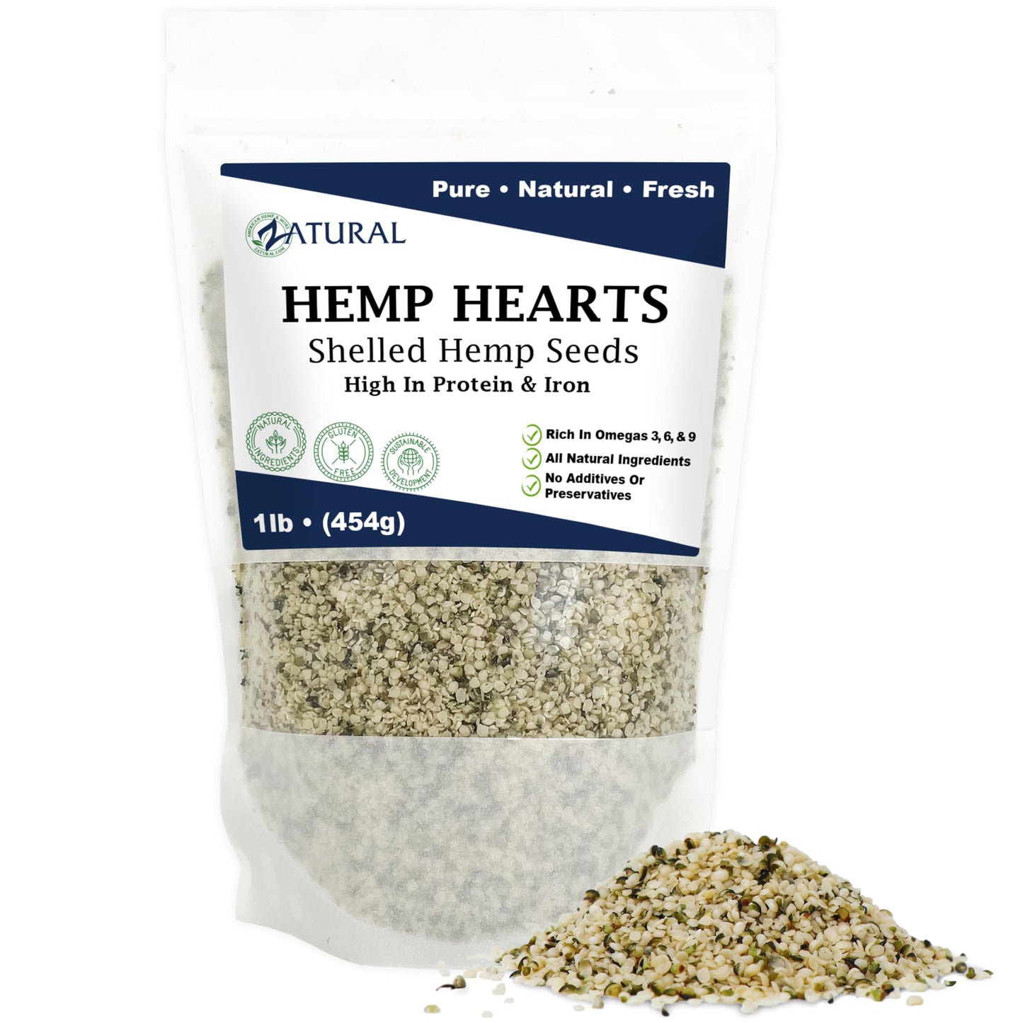 Hemp Hearts - 100% Pure Hemp Hearts - Raw Shelled Hemp Seeds (1 Pound)