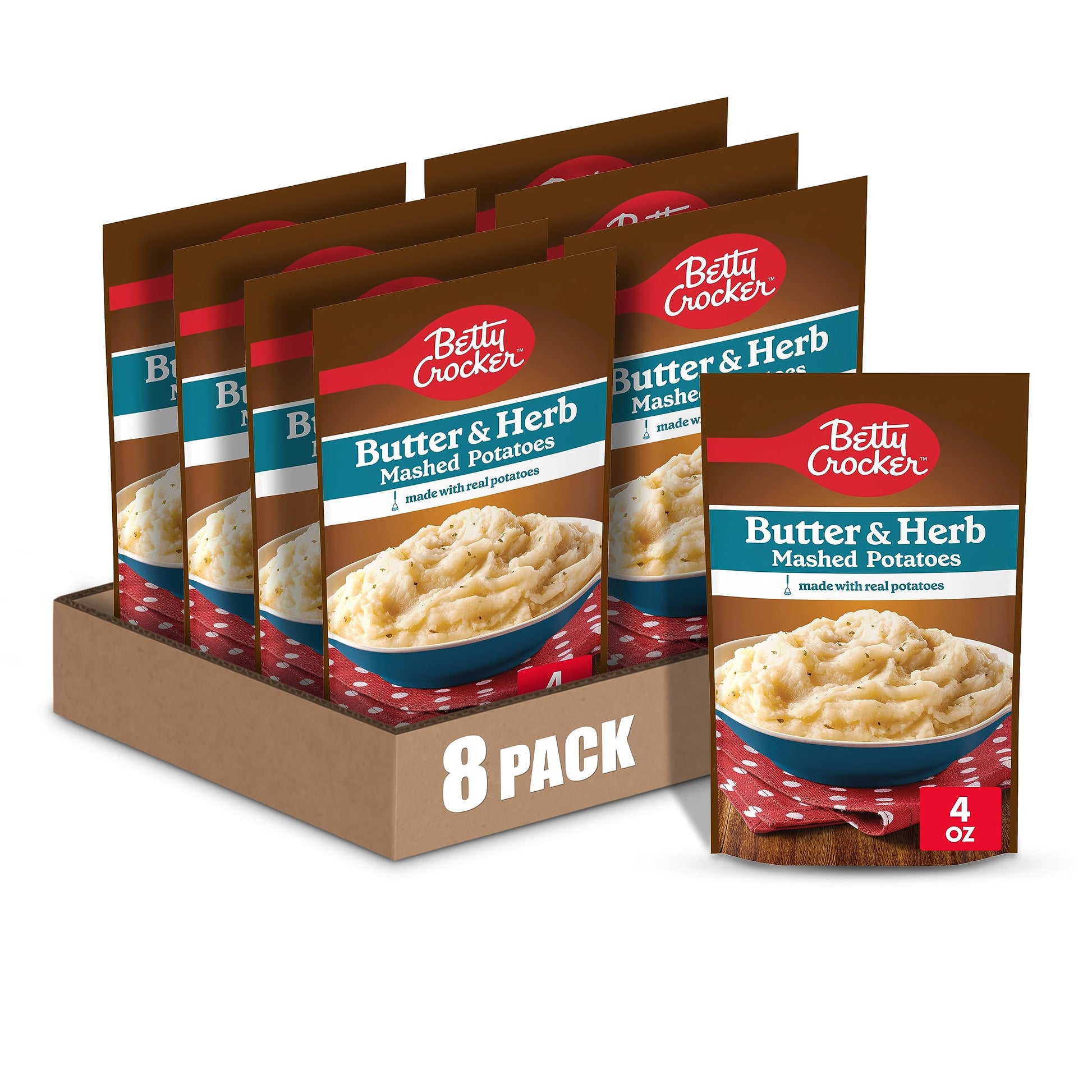 Betty Crocker Butter & Herb Mashed Potatoes, 4 Ounces (Pack Of 8)