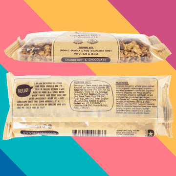 Lenka Handmade Craft Granola Bars - Cranberry Chocolate Gluten Free High Fiber - Nutritious Snack Bar With Organic Granola - 12
